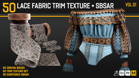 50 Lace Fabric Trim Texture +SBSAR