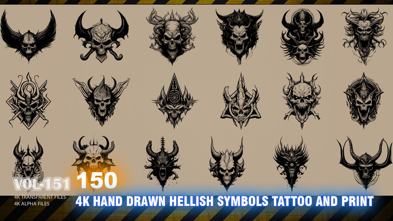 ArtStation - 150 4K HAND DRAWN HELLISH SYMBOLS TATTOO AND PRINT- HIGH ...