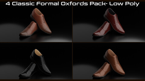 4 Classic Formal Oxfords Shoes - Low Poly