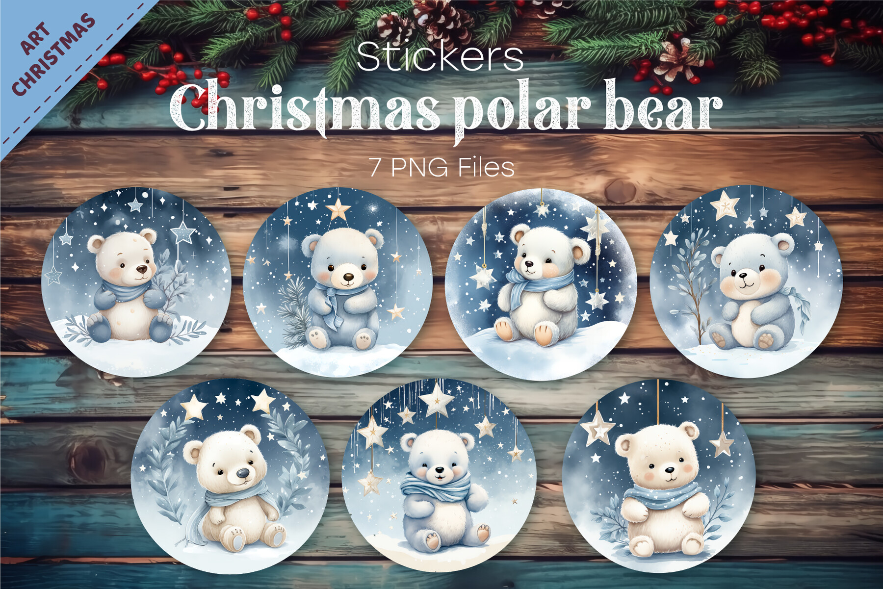 Polar Bear Sticker Bundle PNG Clip Art Graphic by Creative Express