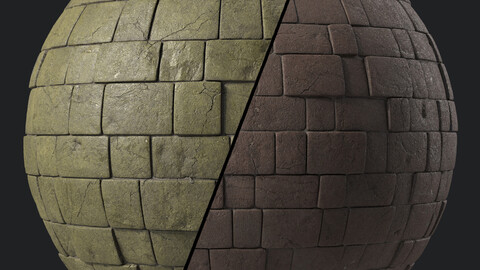 Stone Wall Materials 78- Slat Stone Wall | Sbsar Pbr 4k Seamless