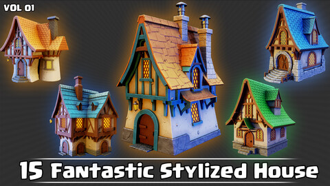 15 Fantastic Stylized Houses Game Ready VOL01
