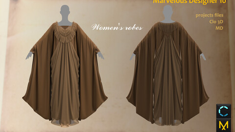 Women's Robe__Marvelous Designer, CLO3D_OBJ & FBX(if needed)