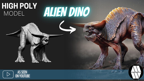 ZBrush Model: Alien Dino High Poly ZTL & FBX Models