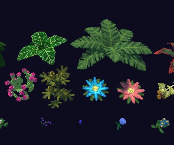 Artstation - Plants Pack - 3d Voxel Low Poly Models 