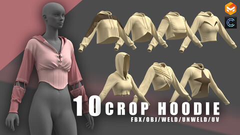 10 crop hoodies/clo3d/marvelous/crop