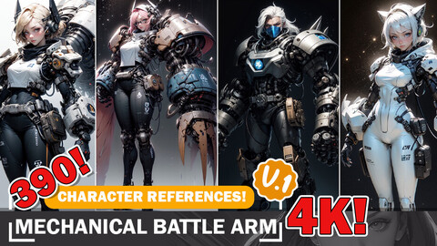 390 Mechanical Battle Arm Characters: Diverse Styles in 4K Reference Art V1