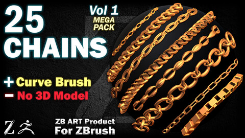 25 ZB ART Chain For ZBrush (Curve Brush) - Vol 1