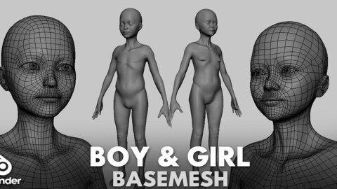 Boy & Girl  Anatomy BaseMesh - Topology + UV map