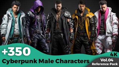 +350 Cyberpunk Male Character Concept (4k)