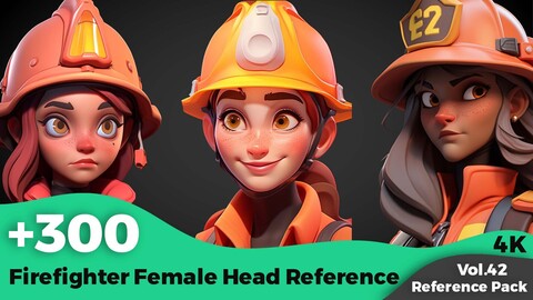 +300 FireFighter Female Head References(4k)