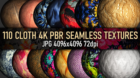 110 various cloth seamless photo 4k PBR textures pack.