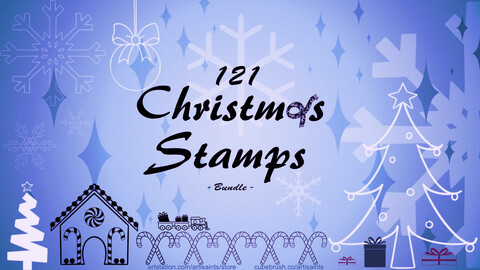 | BUNDLE |121 Christmas / Holiday Themed Stamp Brushes for Photoshop