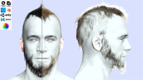 Faux Hawk Hair - viking style Low-poly