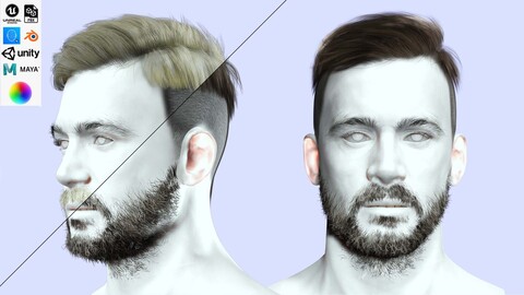 Side Part Man Hair style - Beard - Mustache