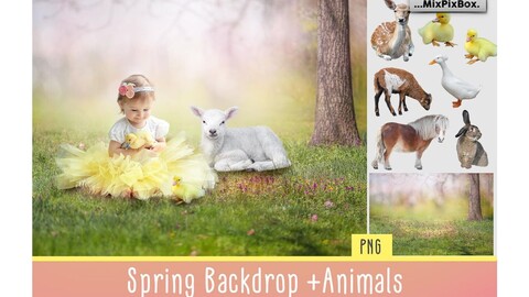 Spring Backdrop + Animals