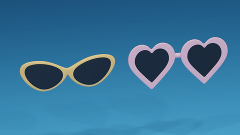 Cartoon Heart Shaped Sunglasses 3D model