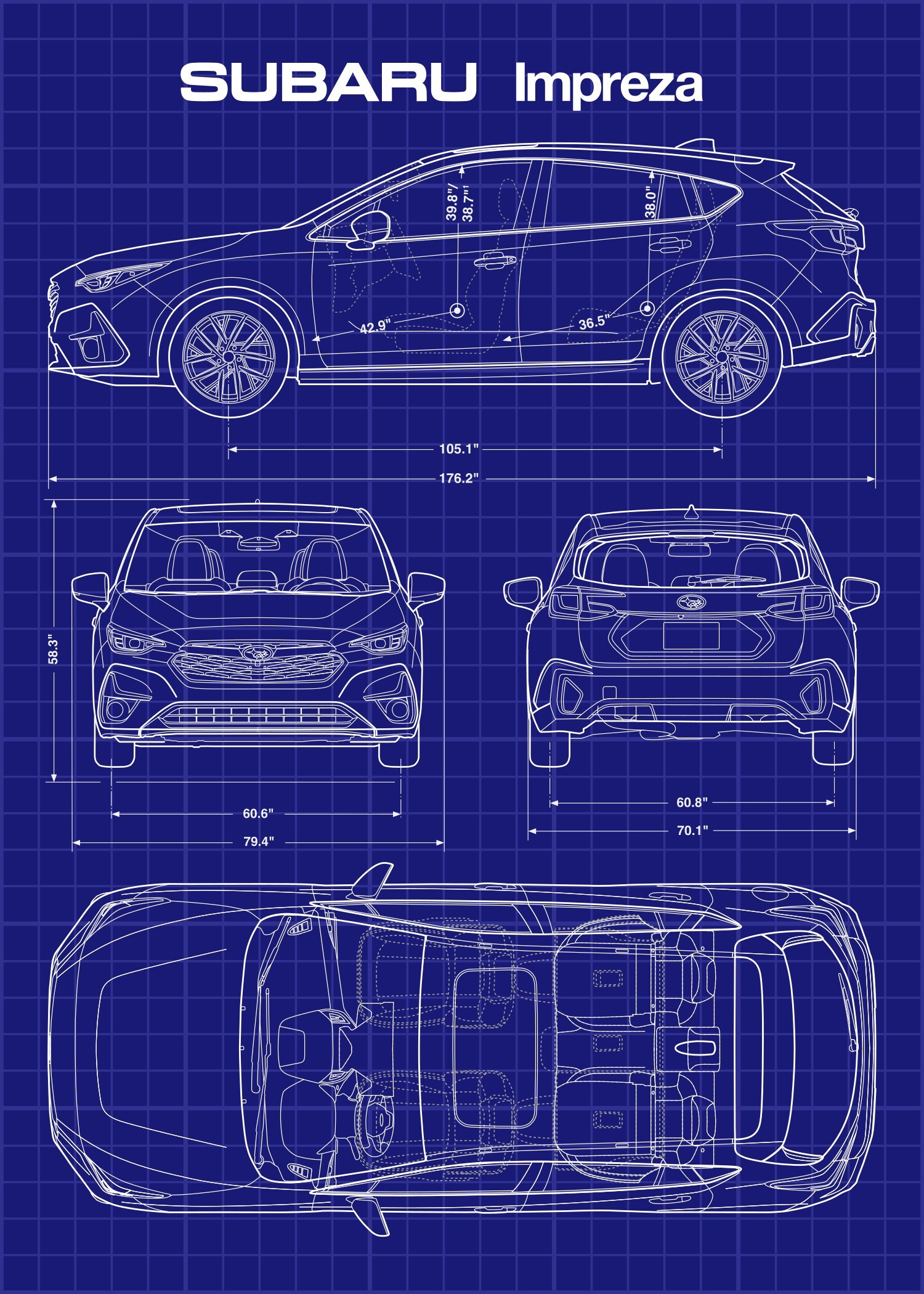 ArtStation - Subaru Impreza 2024 Car Blueprint | Artworks