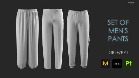 Set of men's pants. Marvelous designer/CLO3D