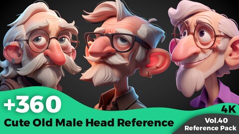 +360 Cute Old Male Head References(4k)