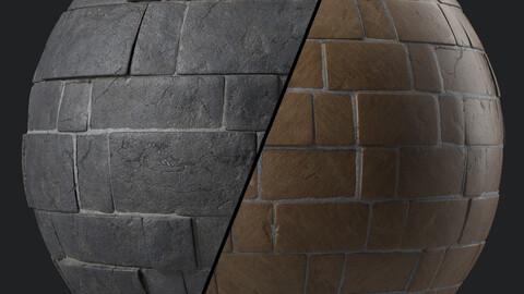 Stone Wall Materials 81- Slat Stone Wall | Sbsar Pbr 4k Seamless