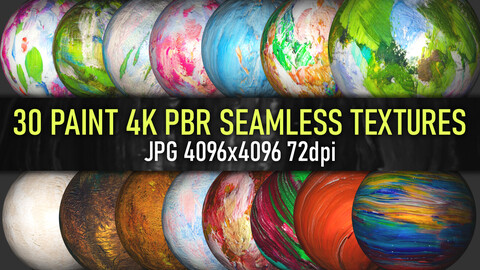 30 paint palette stroke PBR photo seamless 4k textures with normal maps