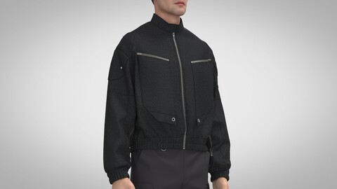 Oversized Bomber Jacket, Marvelous Designer, Clo +obj, fbx