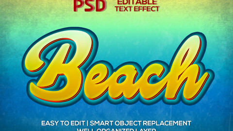 ArtStation - 3D Beach. PSD fully editable text effect. Layer style PSD ...