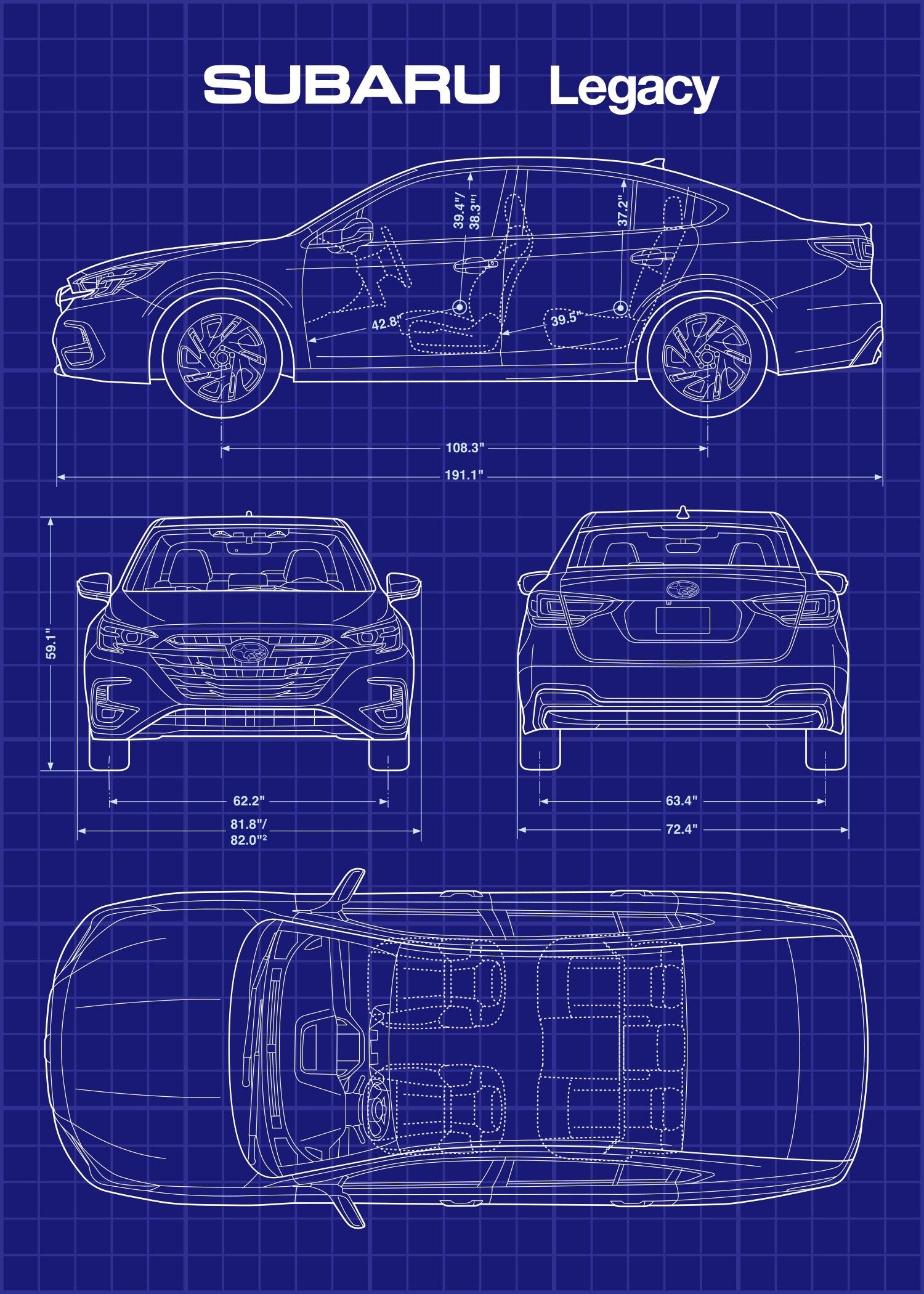 Artstation - Subaru Legacy 2024 Car Blueprint 