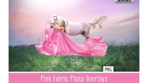 Pink Flying Fabric Photo Overlays