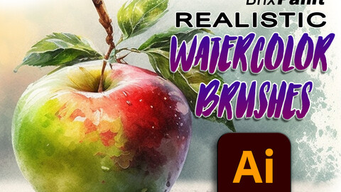 83 Realistic Watercolor Brushes for Adobe Illustrator, Digital Painting Premium Brushset pack