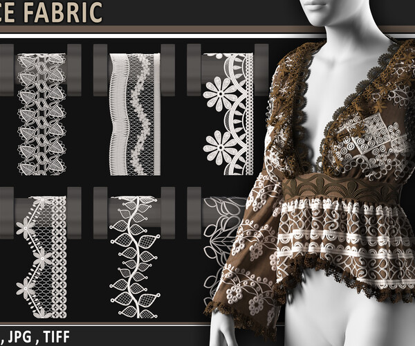 ArtStation - 50 Lace Fabric Trim Texture +SBSAR