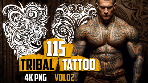 115 Tribal Tattoo (PNG Files)-4K- High Quality
