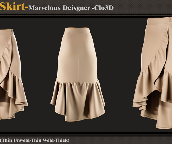 ArtStation - 5 Long Skirt /Marvelous Designer-Clo3D (ZPRJ + FBX + OBJ ...