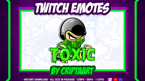 Reptile twitch emote, Sub emoji mortal kombat, graphic for video game stream, toxic emote