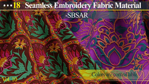 18 Seamless Embroidery Fabric Material -SBSAR (Vole 10)