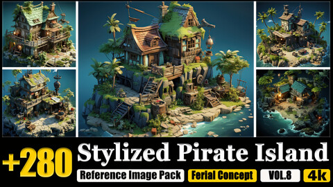 280 Stylized Pirate Island Concept Reference Image Pack v.8