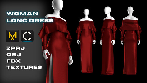 Woman Long Dress Modeling in Clo3D - Marvelous Designer