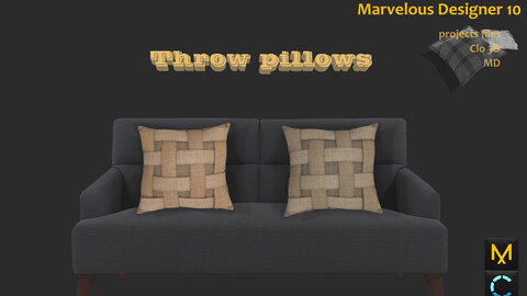 Throw Pillows__Clo3d, Marvelous designer_OBJ or FBX(if needed)