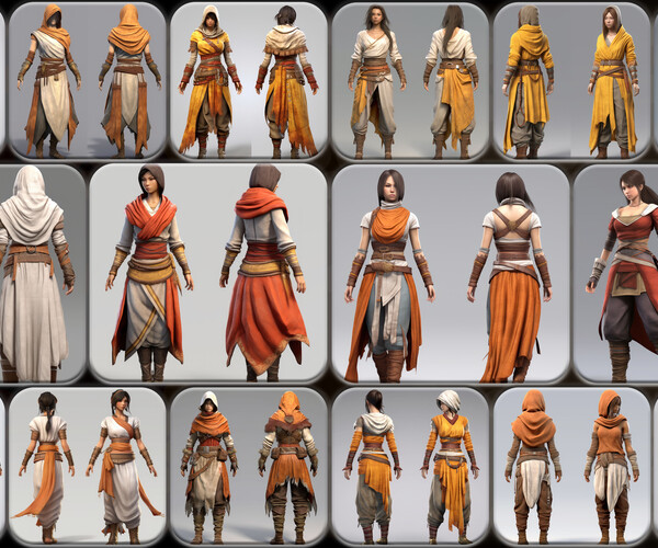 ArtStation - 200 Feminine Monk Outfit Reference Pack | 4K | v.125 ...