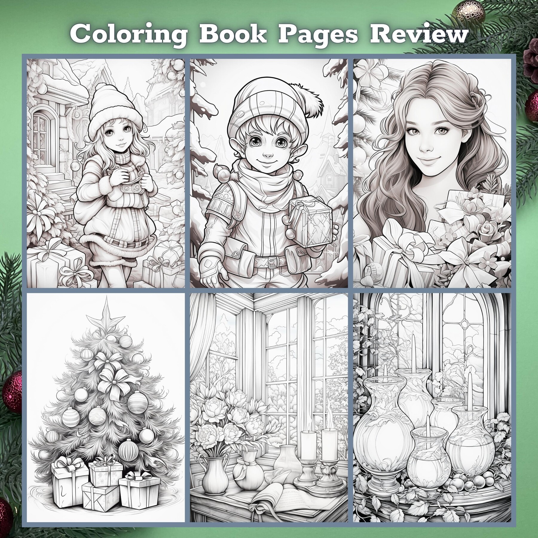Buy 100 Christmas Kids Coloring Book Digital File Holiday Coloring Pages,  Grayscale Christmas Winter Coloring Book for Adults and Kids Online in  India 