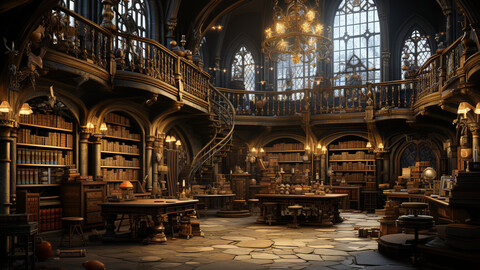 ArtStation - Twilight Whispers in the Grand Library 10 | Artworks