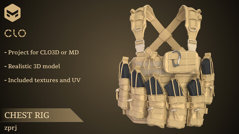 Chest rig - Marvelous Designer / CLO3D Project / bulletproof vest / Body armor / tactical outfit / military / gear / bag / pouches
