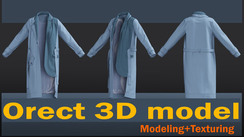 Asymmetric coat modal(*Project files:  * File Marvelous Designer 12  *3ds Max 2018  *OBJ  *FBX   *LXO  *PDF)+ texture