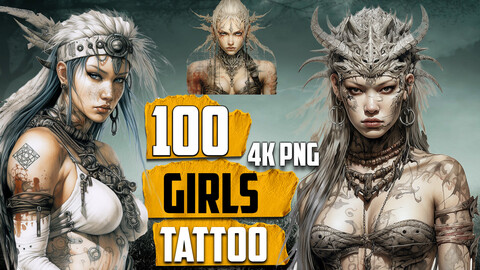 100 Girls Tattoo (PNG Files)-4K- High Quality