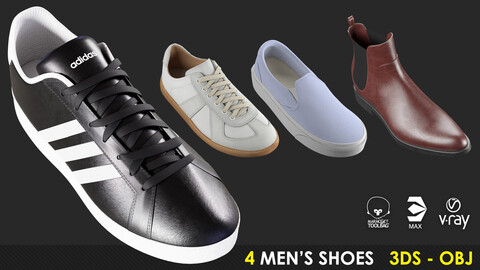 4 Men's Shoes - 3ds Max - OBJ