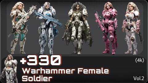 +330 Warhammer Female soldier Character concept(4k)