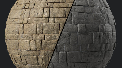 Stone Wall Materials 84- Decorative Slat Stone Wall | Sbsar Pbr 4k Seamless