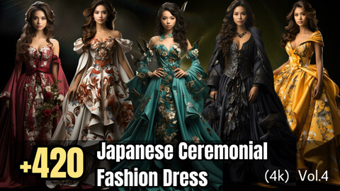 +420 Japanese Ceremonial Fashion Dress Concept(4k)