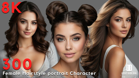 300 Female Hairstyle portrait Character References | 8K